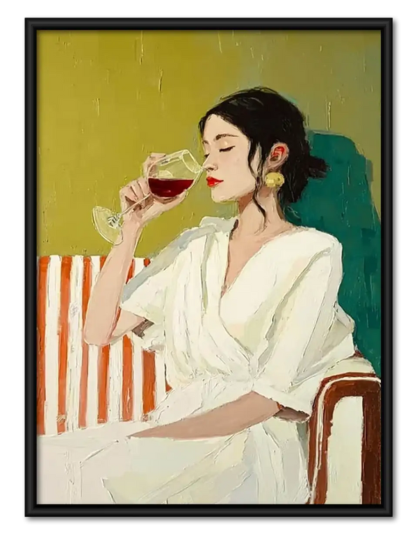 Elegant Woman Enjoying Wine Wall Art