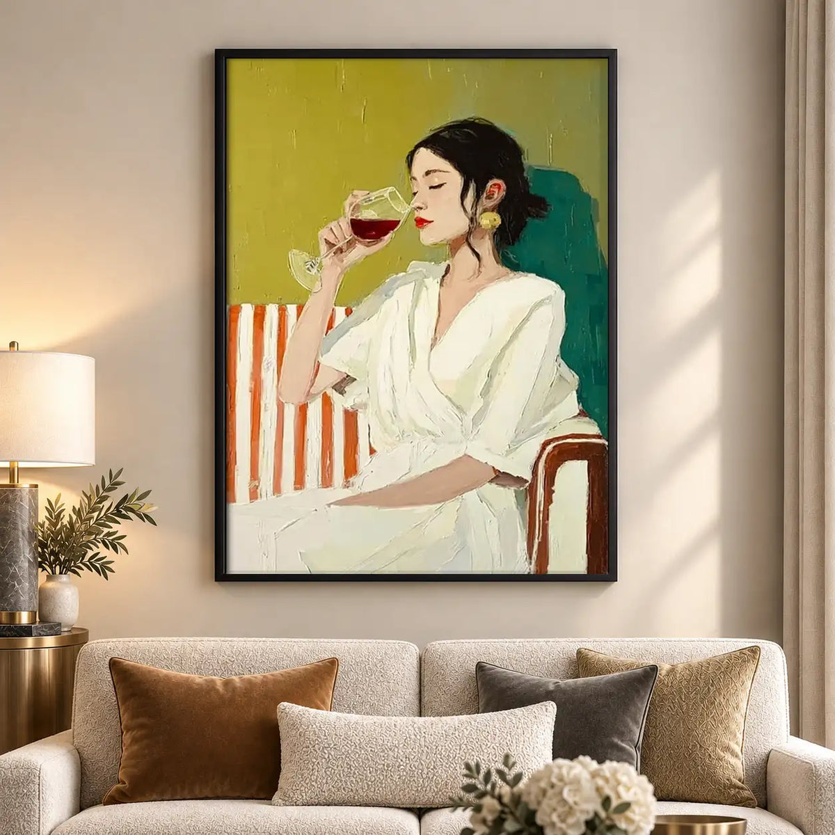 Elegant Woman Enjoying Wine Wall Art 5