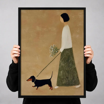 Elegant Woman Walking Dachshund Wall Art 3