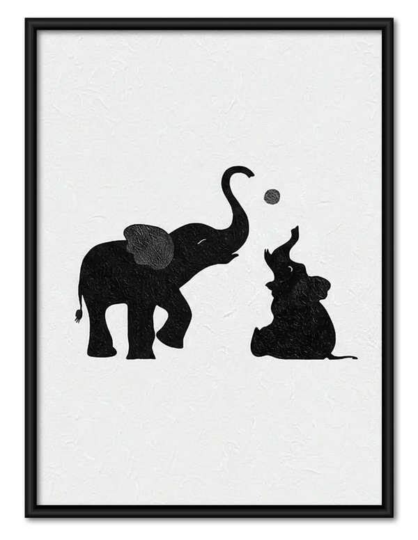 Elephant and Cat Silhouette Wall Art