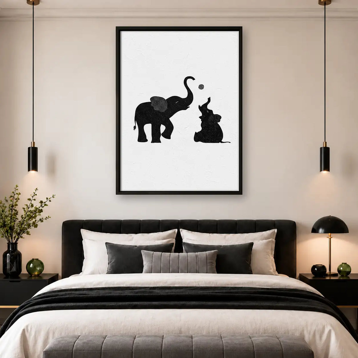 Elephant and Cat Silhouette Wall Art 4