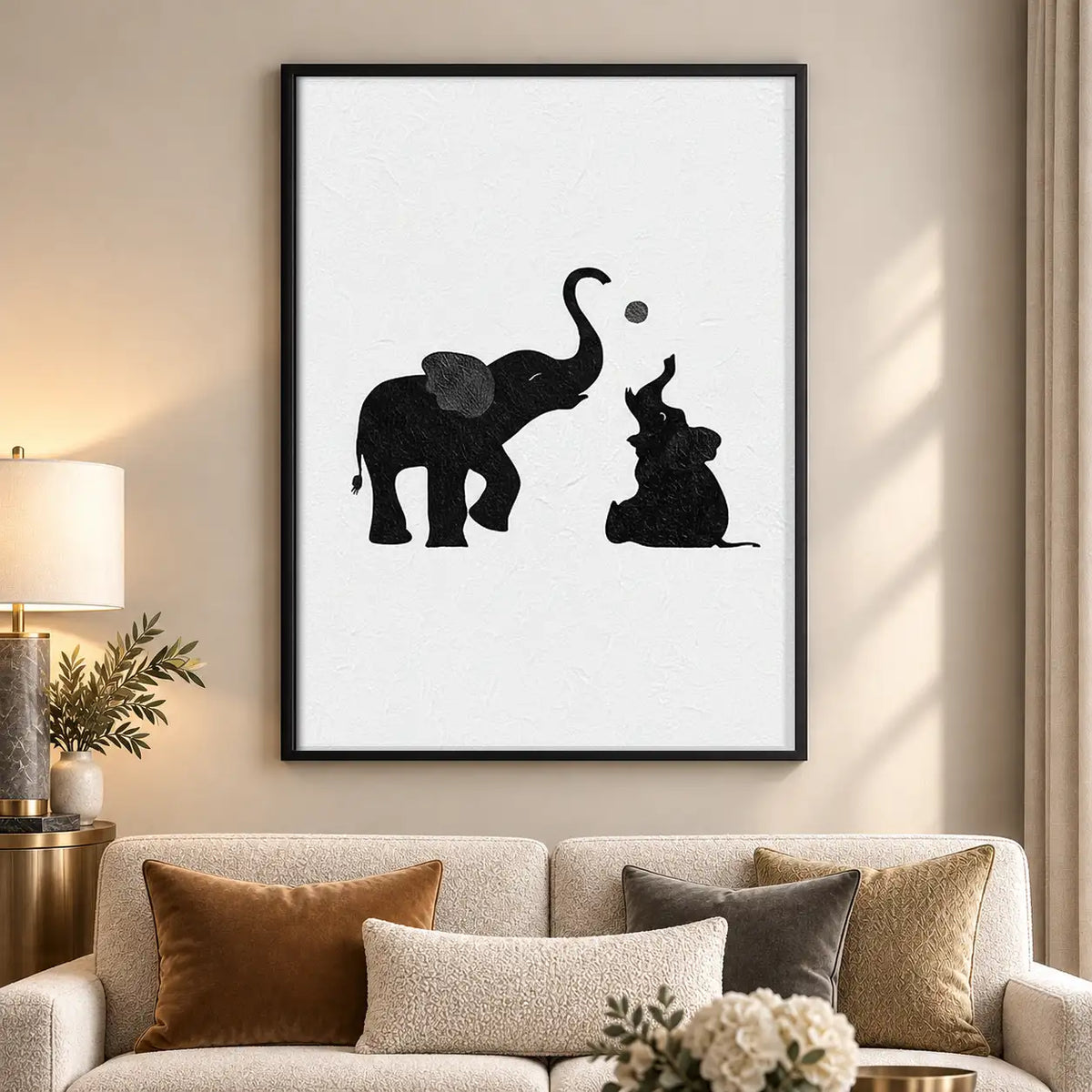 Elephant and Cat Silhouette Wall Art 5