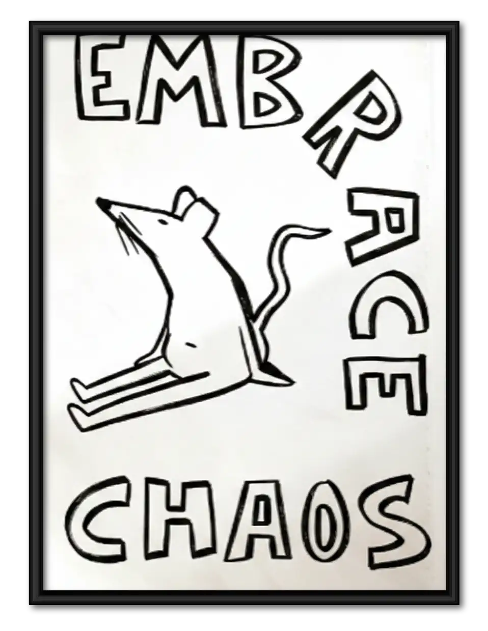Embrace Chaos White Cat Wall Art 1