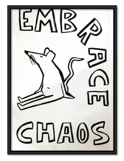 Embrace Chaos White Cat Wall Art 1