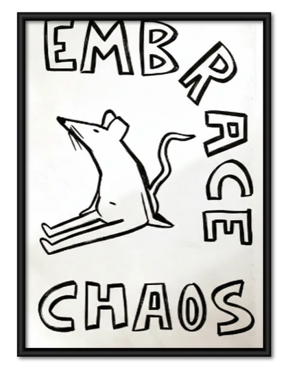 Embrace Chaos White Cat Wall Art