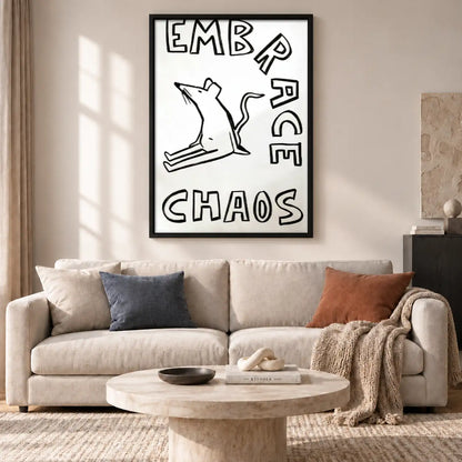 Embrace Chaos White Cat Wall Art 2