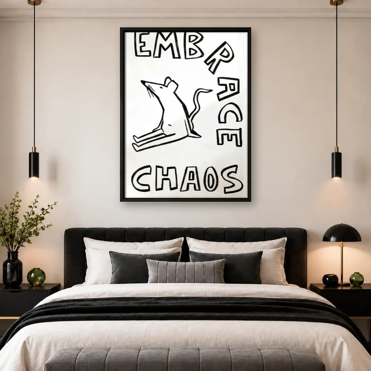 Embrace Chaos White Cat Wall Art 4