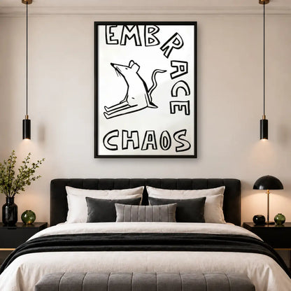 Embrace Chaos White Cat Wall Art 4
