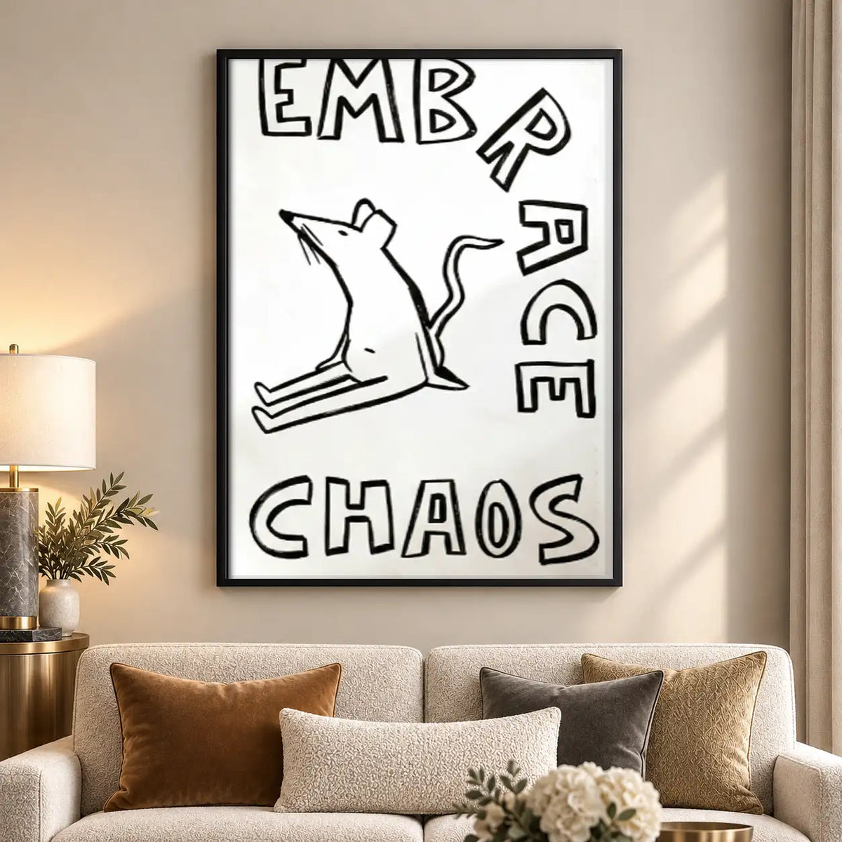 Embrace Chaos White Cat Wall Art 5