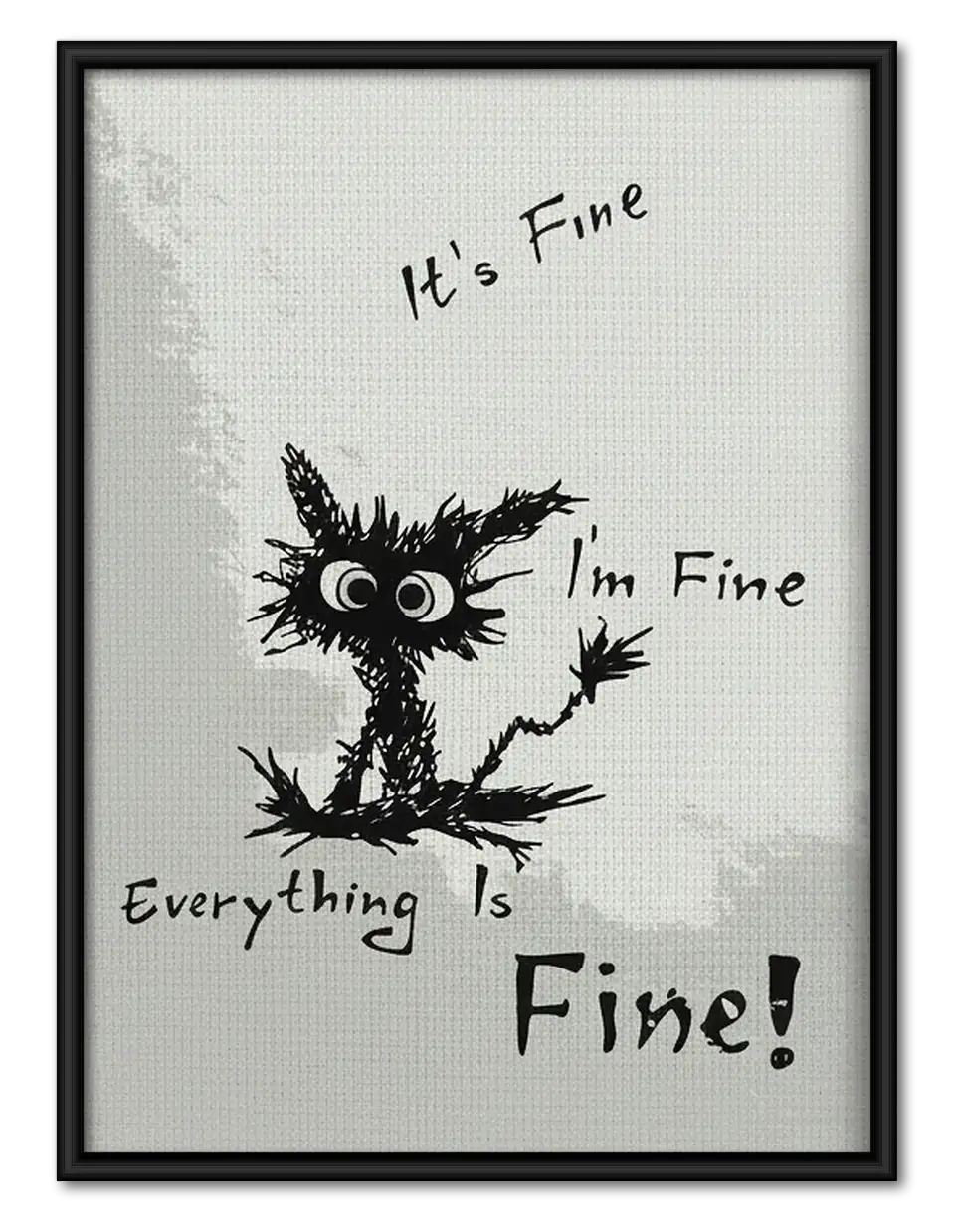 Everything Is Fine Black Cat Wall Art 1
