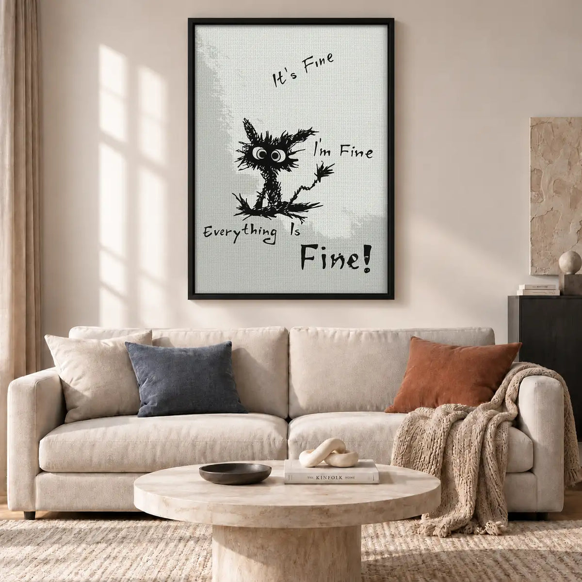 Everything Is Fine Black Cat Wall Art 2