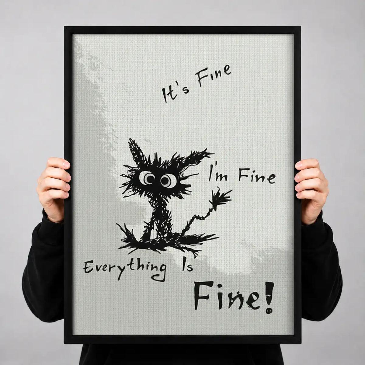 Everything Is Fine Black Cat Wall Art 3