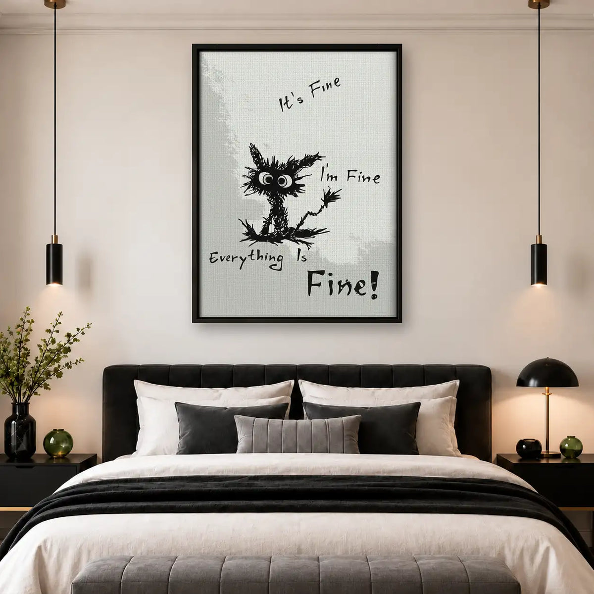 Everything Is Fine Black Cat Wall Art 4