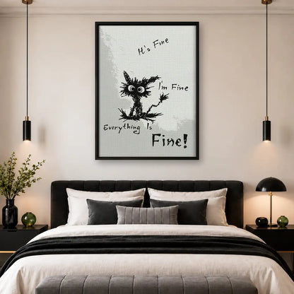 Everything Is Fine Black Cat Wall Art 4