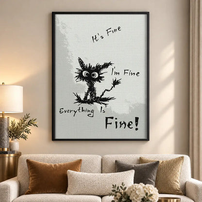 Everything Is Fine Black Cat Wall Art 5
