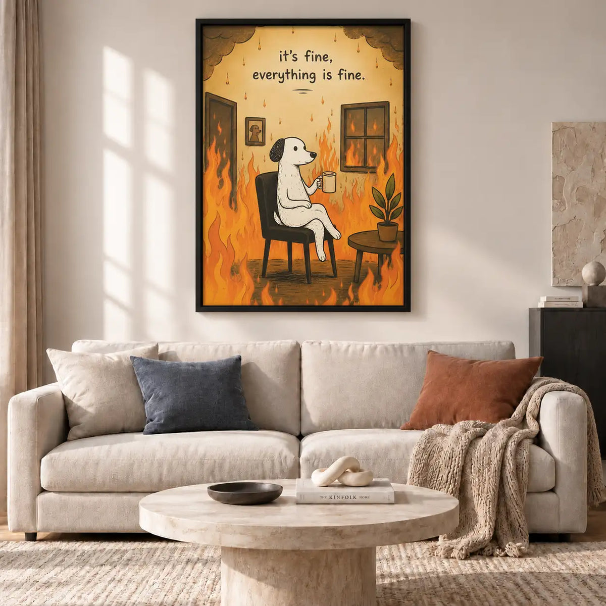 Everything Is Fine Fire Dog Wall Art 2