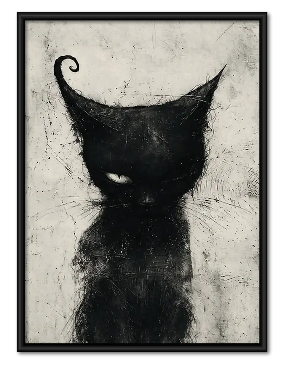 Expressive Black Cat Sketch Wall Art 1
