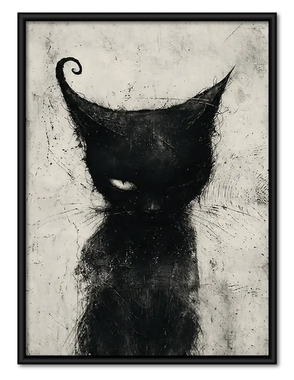 Expressive Black Cat Sketch Wall Art