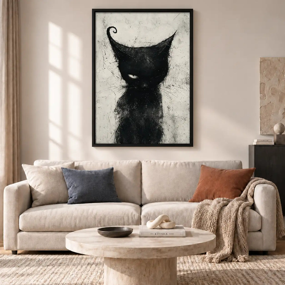 Expressive Black Cat Sketch Wall Art 2