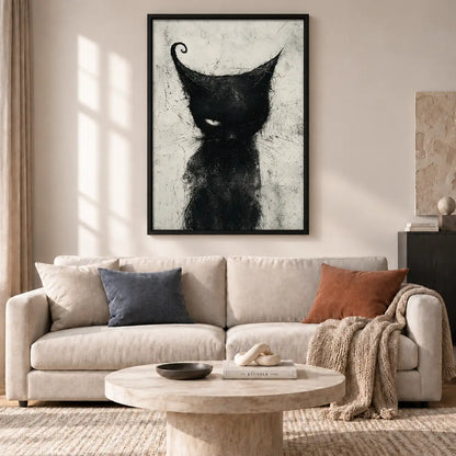 Expressive Black Cat Sketch Wall Art 2