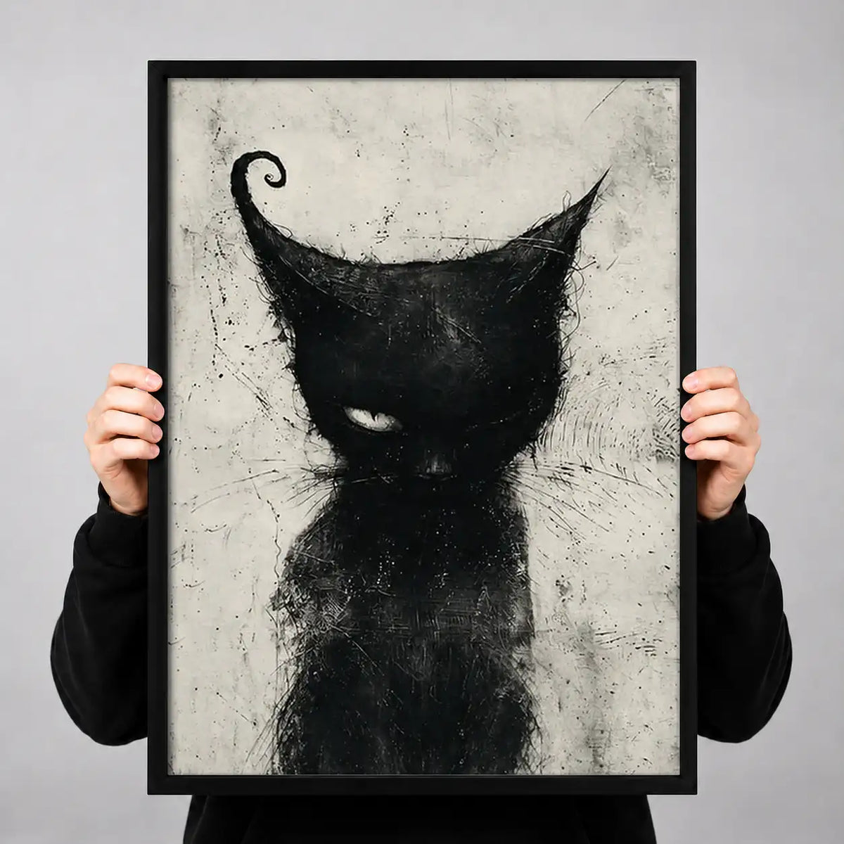 Expressive Black Cat Sketch Wall Art 3
