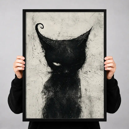 Expressive Black Cat Sketch Wall Art 3