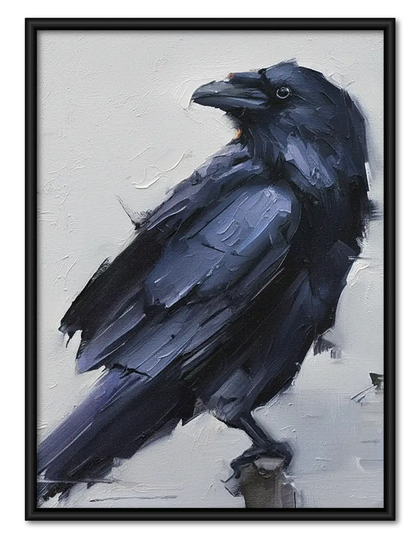 Expressive Black Raven Portrait Wall Art