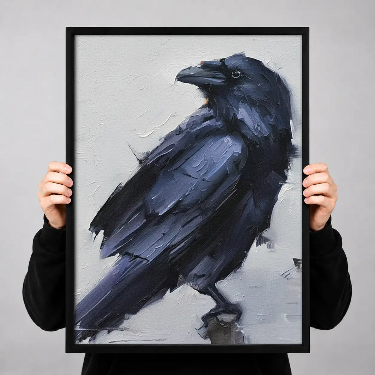 Expressive Black Raven Portrait Wall Art 3
