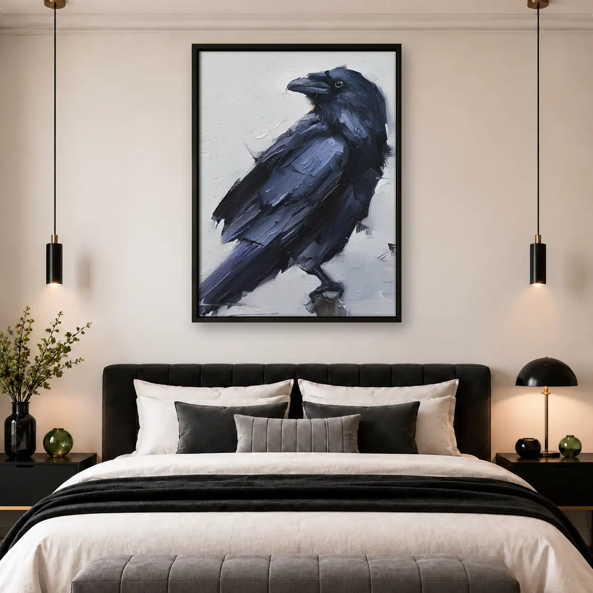 Expressive Black Raven Portrait Wall Art 4