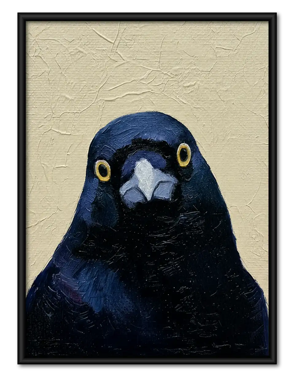 Expressive Blue Black Crow Portrait Wall Art 1