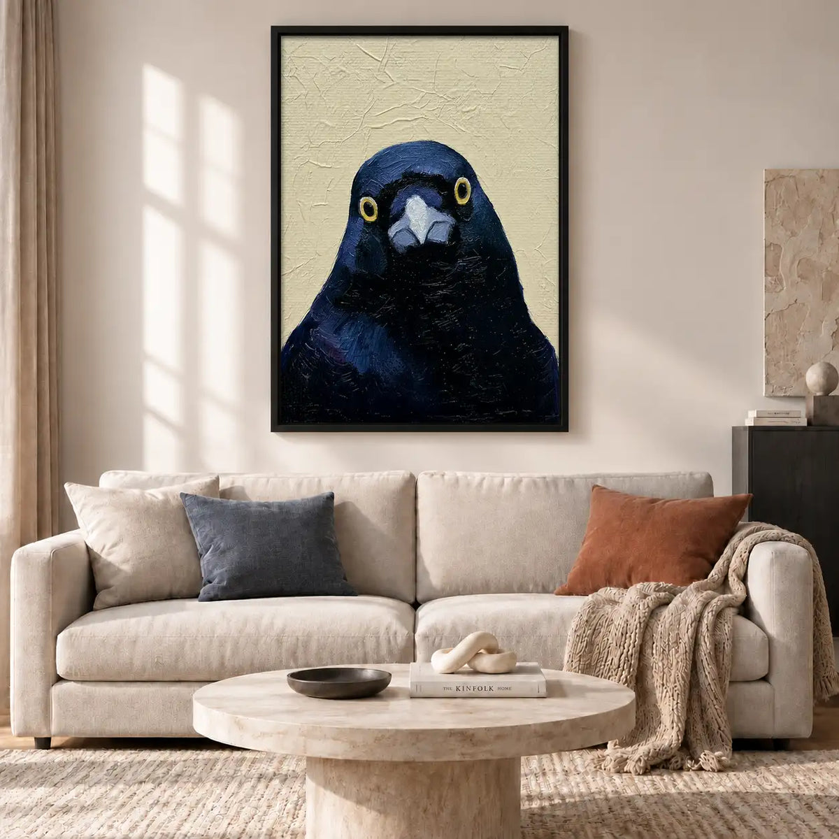 Expressive Blue Black Crow Portrait Wall Art 2