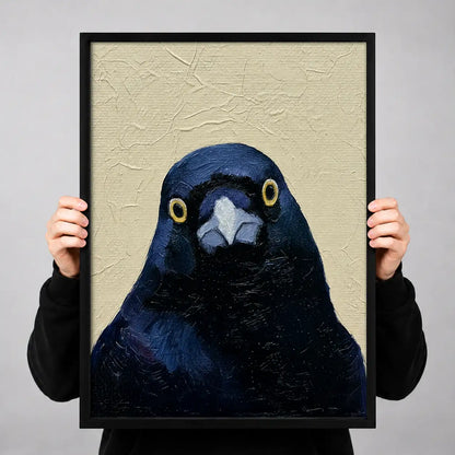Expressive Blue Black Crow Portrait Wall Art 3