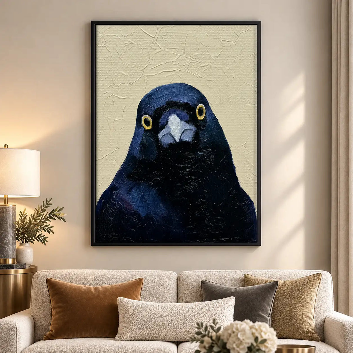 Expressive Blue Black Crow Portrait Wall Art 5