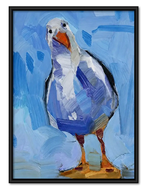 Expressive Blue Seagull Portrait Wall Art