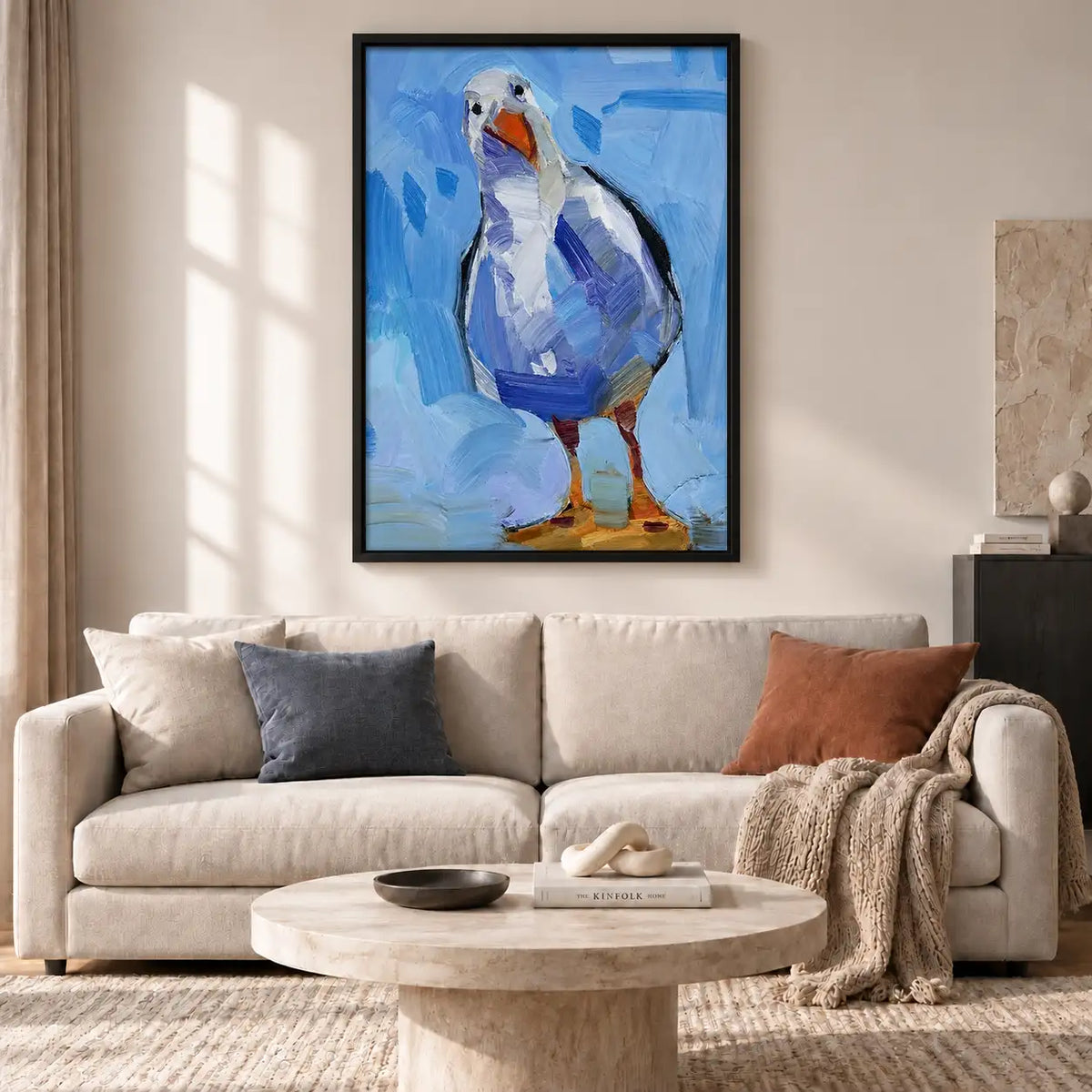 Expressive Blue Seagull Portrait Wall Art 2