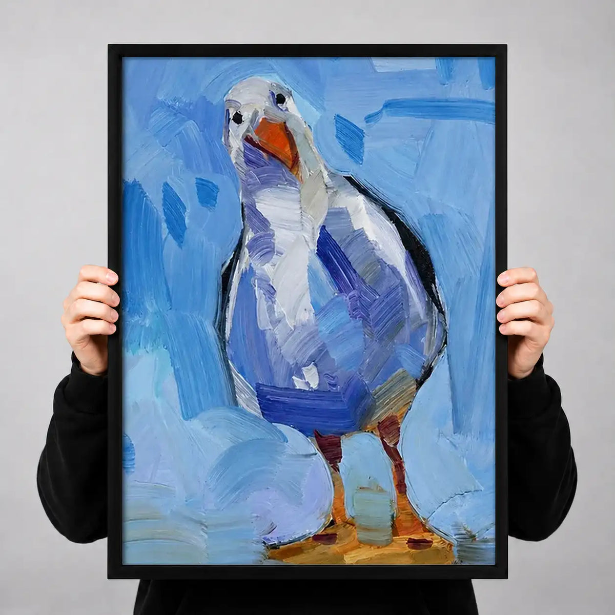 Expressive Blue Seagull Portrait Wall Art 3
