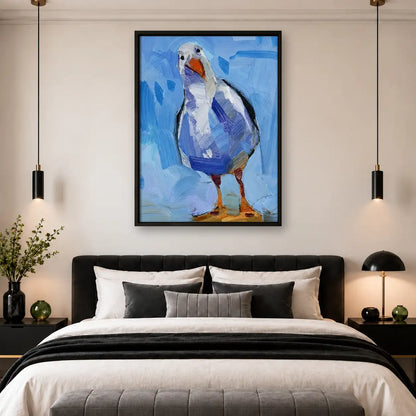 Expressive Blue Seagull Portrait Wall Art 4