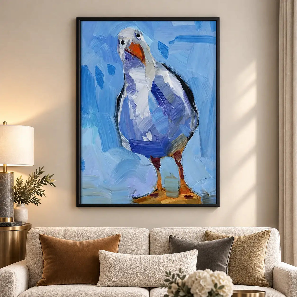 Expressive Blue Seagull Portrait Wall Art 5