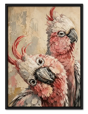 Expressive Pink Cockatoo Pair Wall Art