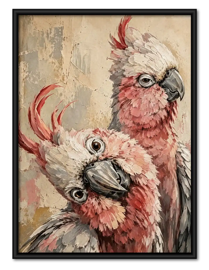 Expressive Pink Cockatoo Pair Wall Art