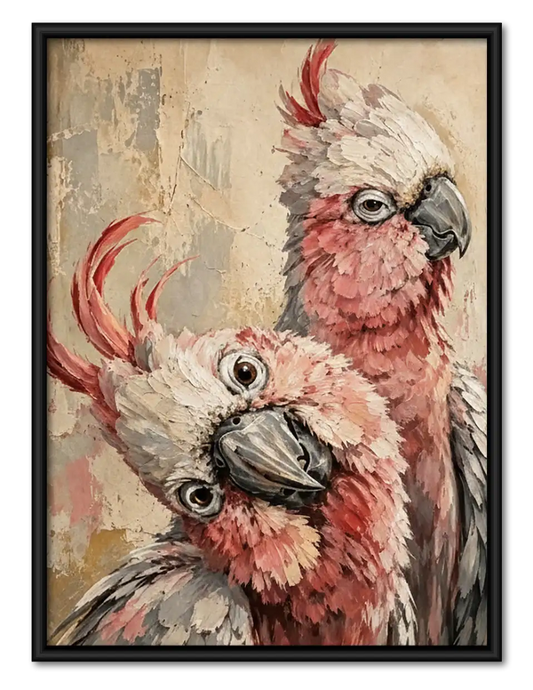 Expressive Pink Cockatoo Pair Wall Art