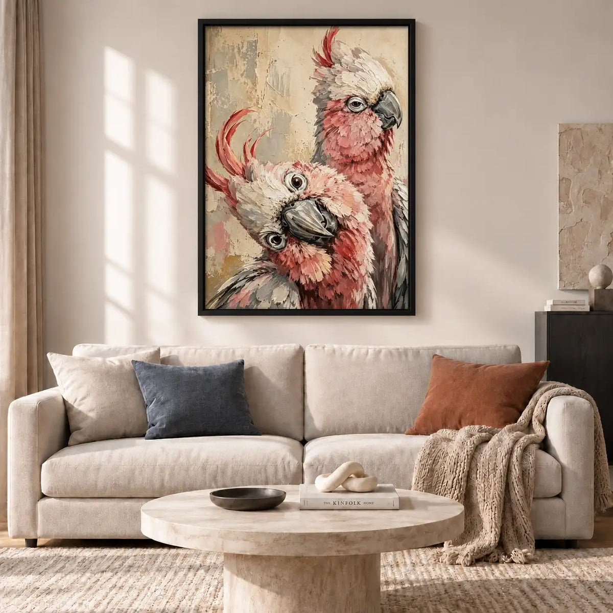 Expressive Pink Cockatoo Pair Wall Art 2