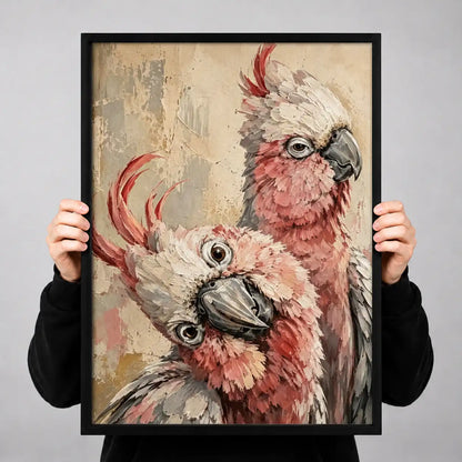 Expressive Pink Cockatoo Pair Wall Art 3