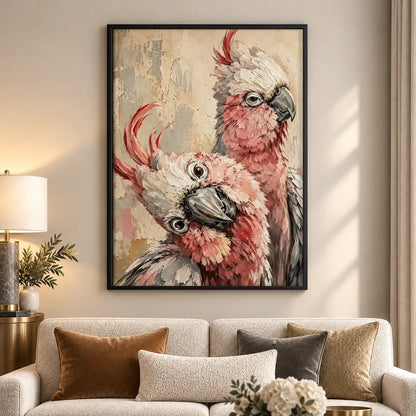 Expressive Pink Cockatoo Pair Wall Art 5