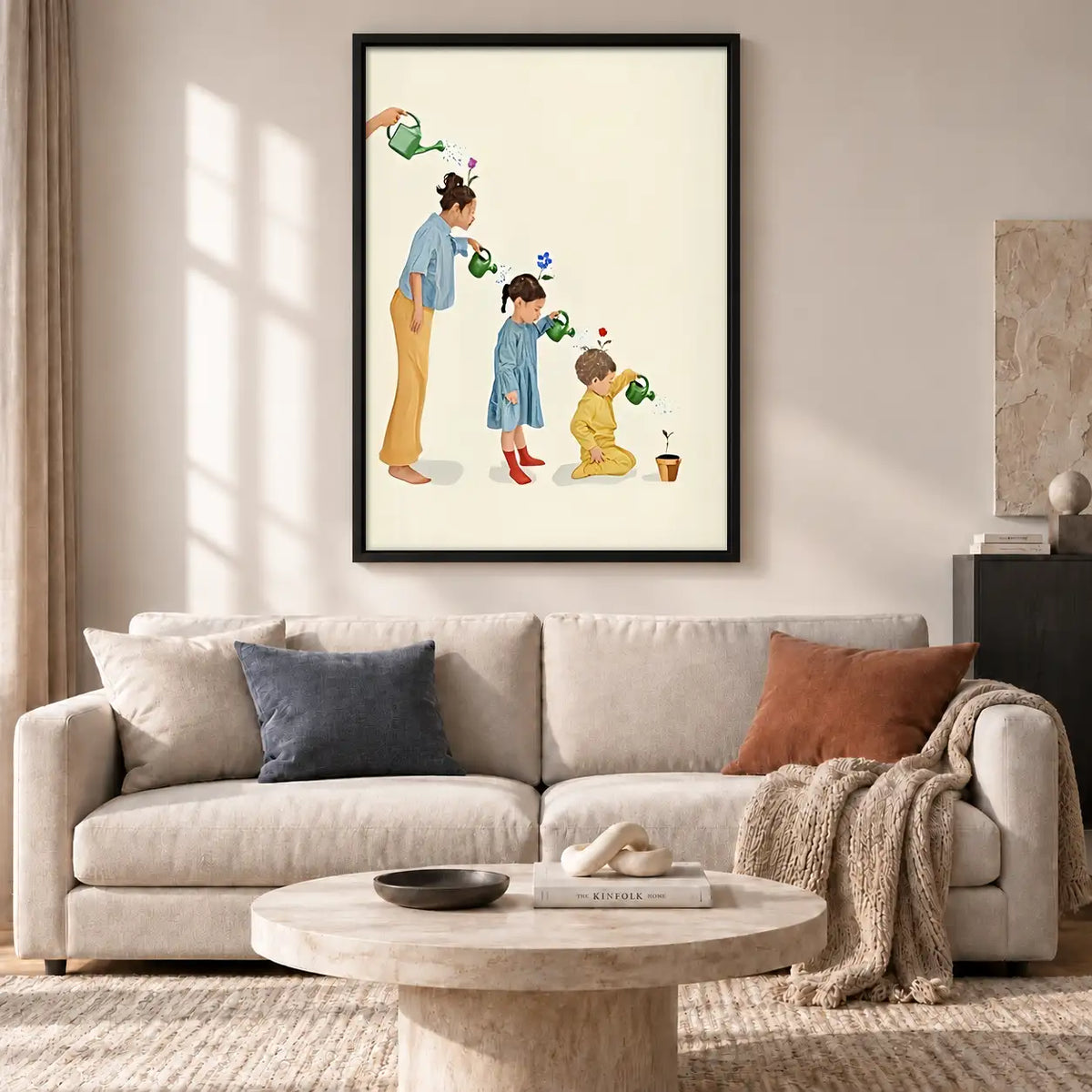 Family Watering Tiny Plants Wall Art 2