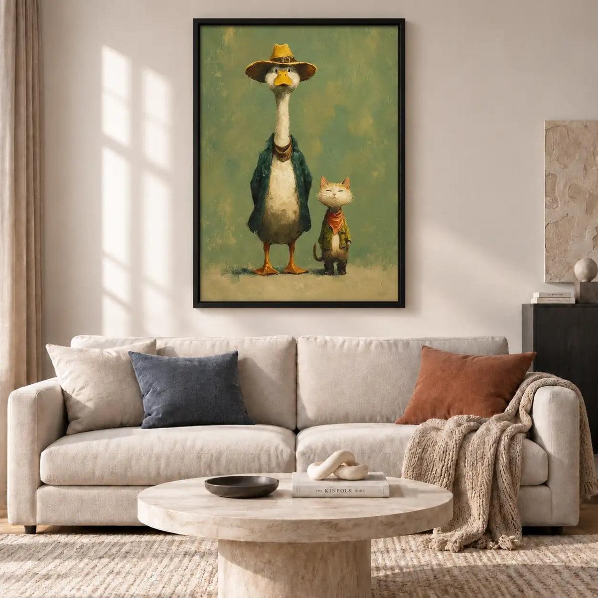 Fancy Goose and Small Cat Friends Wall Art 2