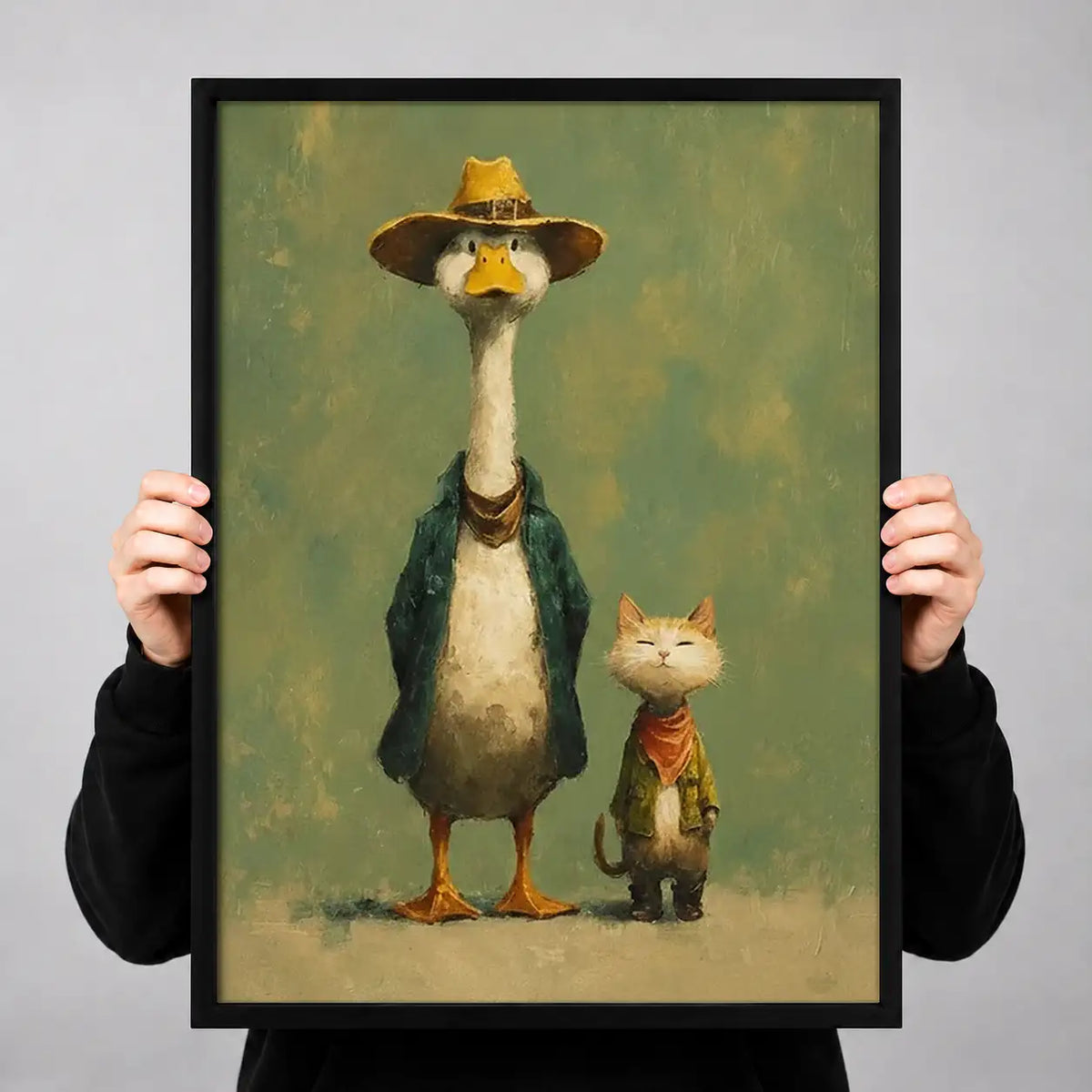 Fancy Goose and Small Cat Friends Wall Art 3