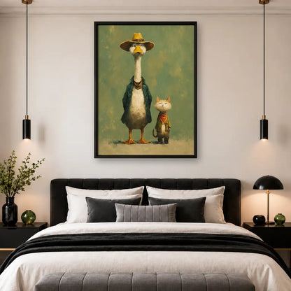 Fancy Goose and Small Cat Friends Wall Art 4