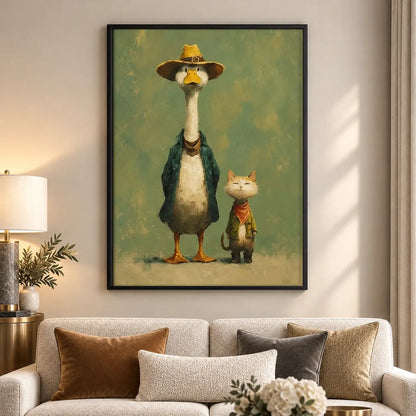 Fancy Goose and Small Cat Friends Wall Art 5