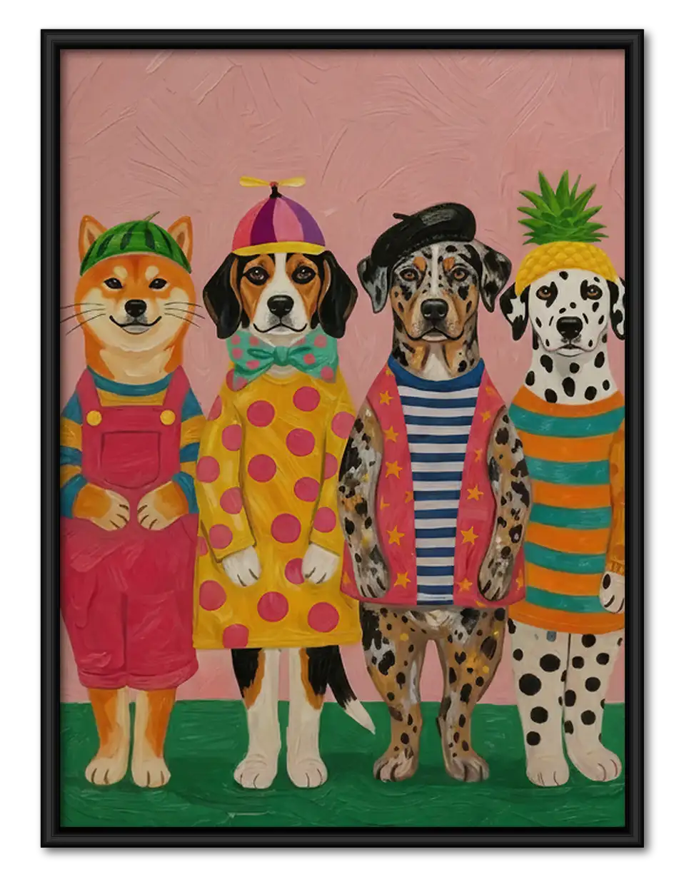 Fashionable Dogs in Colorful Sweaters Wall Art 1